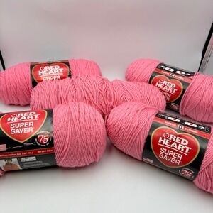Red Heart Super Saver Yarn Perfect Pink 0706 Worsted 4 Medium 5 Skeins Lot
